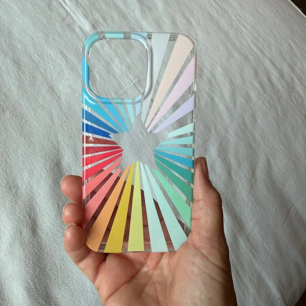 Tech21 Evo Art iPhone 13 Pro Case Rainbow Starburst Clear Protective Cover